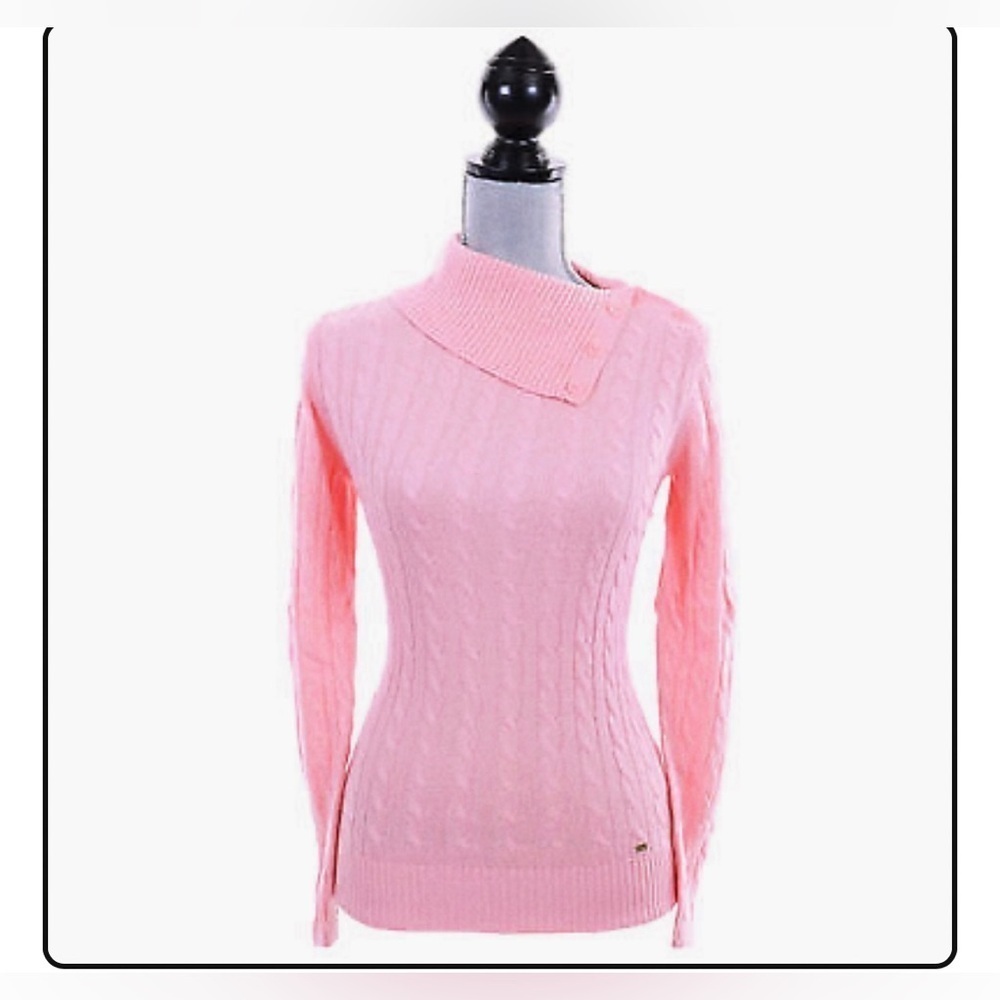 Tommy Hilfiger Women Long Sleeve‎ pink color Turtle Mock Neck Pullover Sweater M